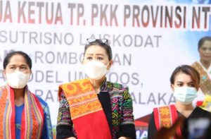 Ketua TP PKK Provinsi NTT Support Warga Desa Model Umatoos Melalui  Pemberian Makanan Tambahan Bagi Anak Sekolah,Ibu Hamil & Menyusui.