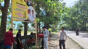 Komitmen Wujudkan  Lingkungan   Berlalu Lintas,  Tim Samsat TTS Lakukan Pemasangan Spanduk Himbauan  di Sejumlah Lokasi Strategis   Rawan Kecelakaan