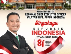 Pimpinan Staf CEO Wilayah III  PT Pupuk Indonesia Ucapkan Dirgahayu RI ke-81